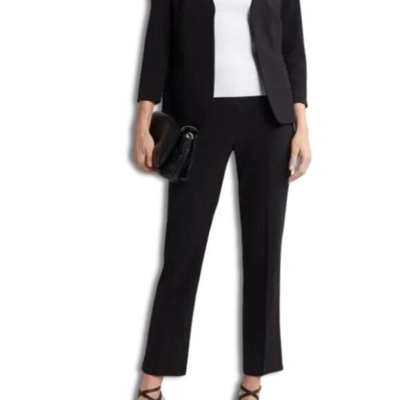 Open Edit Straight Leg Pants High Rise Fit Side Slit Comfortable Black W 2X NWOT - Picture 1 of 9